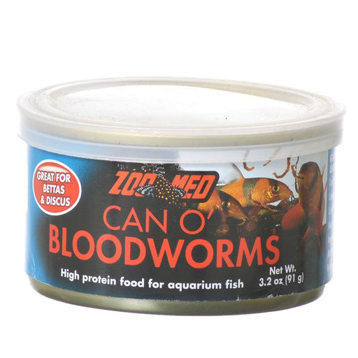 3.2 oz Zoo Med Can O' Bloodworms High Protein Food for Aquarium Fish