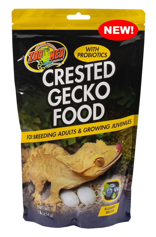 1 lb Zoo Med Crested Gecko Food with Probiotics For Breeding Adults and Growing Juveniles Blueberry Flavor