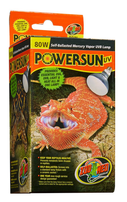 80 watt Zoo Med PowerSun UV Mercury Vapor UVB Lamp
