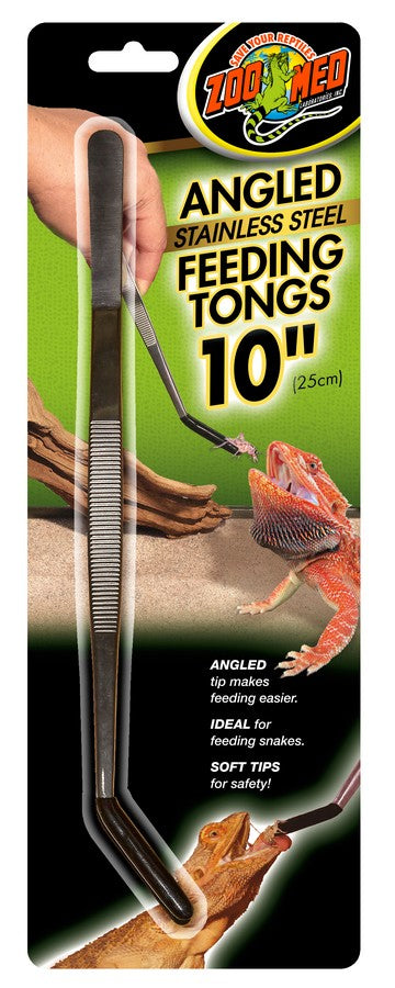 1 count Zoo Med Angled Stainless Steel Feeding Tongs