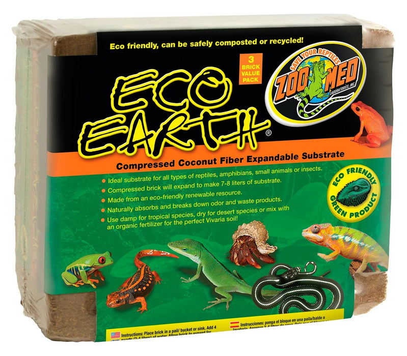 3 count Zoo Med Eco Earth Compressed Coconut Fiber Substrate