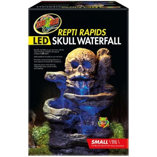 Small - 1 count Zoo Med Repti Rapids LED Skull Waterfall