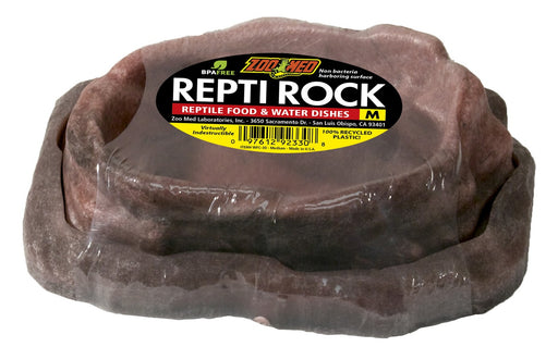 Medium - 2 count Zoo Med Repti Rock Reptile Food and Water Dishes Assorted Colors