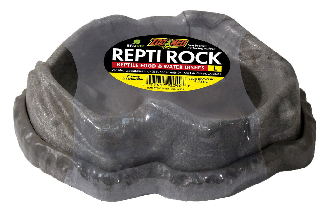 Large - 2 count Zoo Med Repti Rock Reptile Food and Water Dishes Assorted Colors