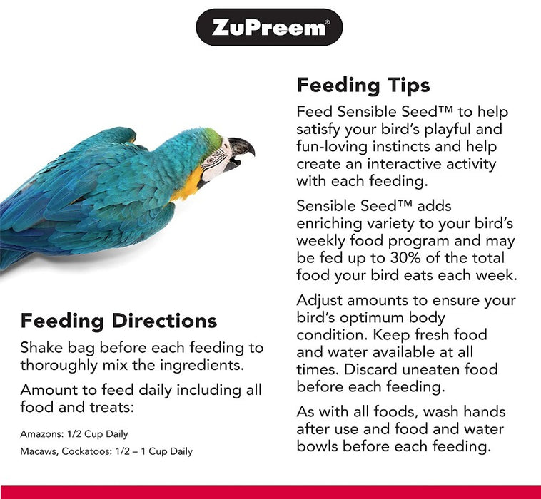 6 lb (3 x 2 lb) ZuPreem Sensible Seed Enriching Variety for Large Birds