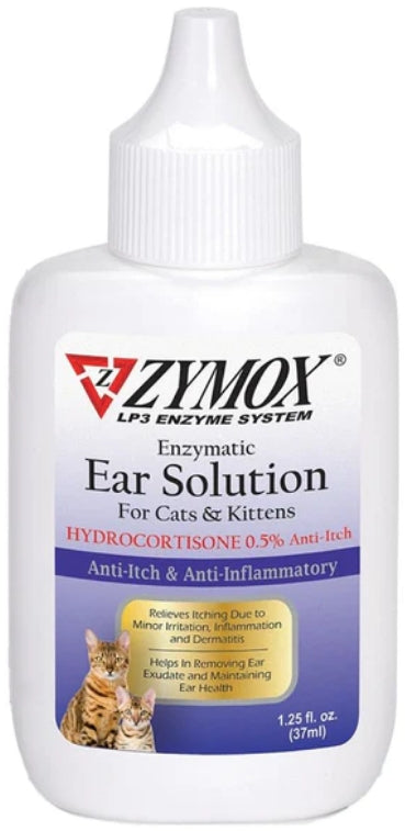 1.25 oz Zymox Enzymatic Ear Solution for Cats & Kittens with Hydrocortisone