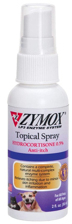 2 oz Zymox Topical Spray with Hydrocortisone for Dogs and Cats