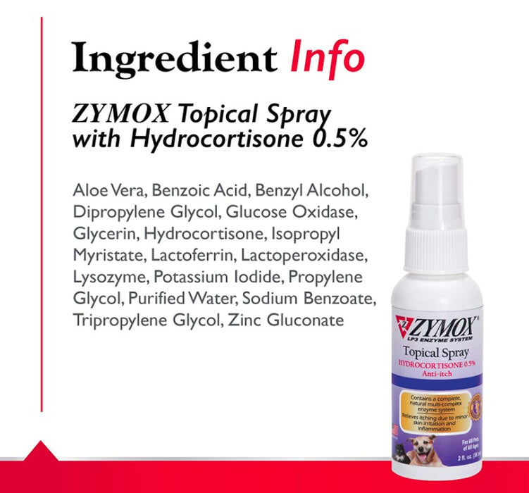 6 oz (3 x 2 oz) Zymox Topical Spray with Hydrocortisone for Dogs and Cats
