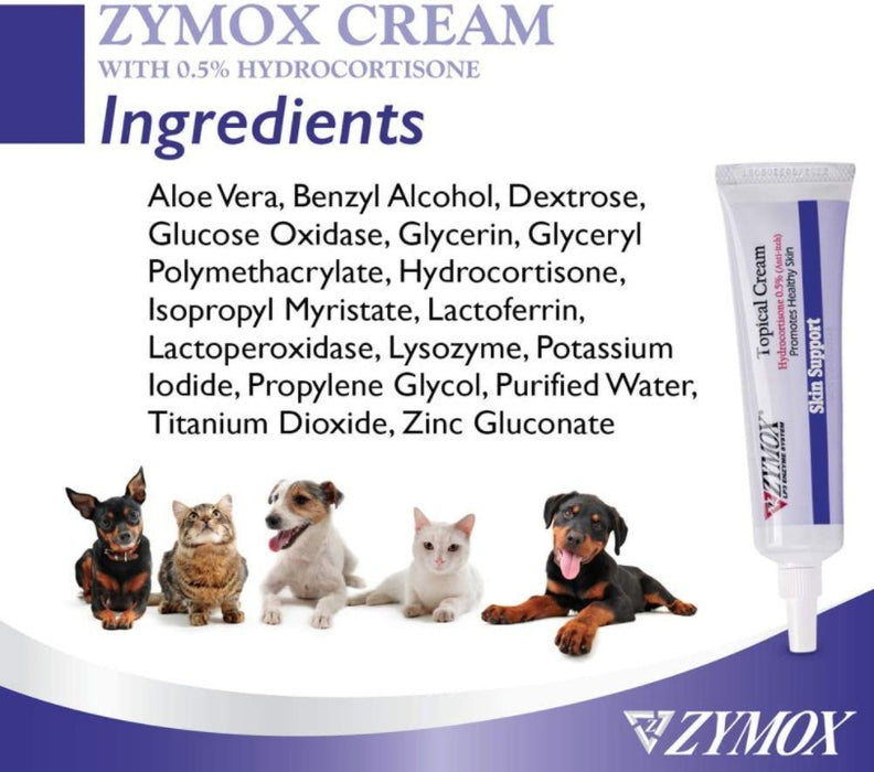 4 oz (4 x 1 oz) Zymox Skin Support Topical Cream with Hydrocortisone for Dogs and Cats